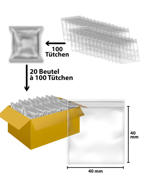 DRB101 Druckverschlussbeutel 40 x 40mm, transparent, 60µm